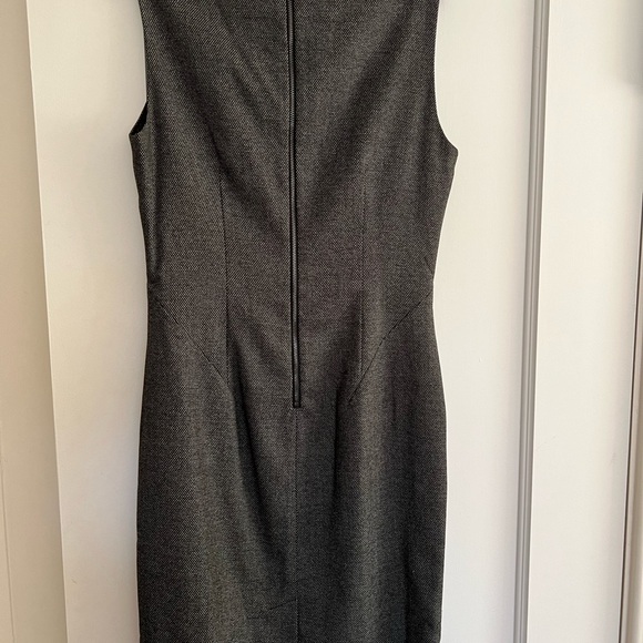 CALVIN KLEIN black tweed sheath dress with faux leather insets -4-NWT! - Picture 5 of 9